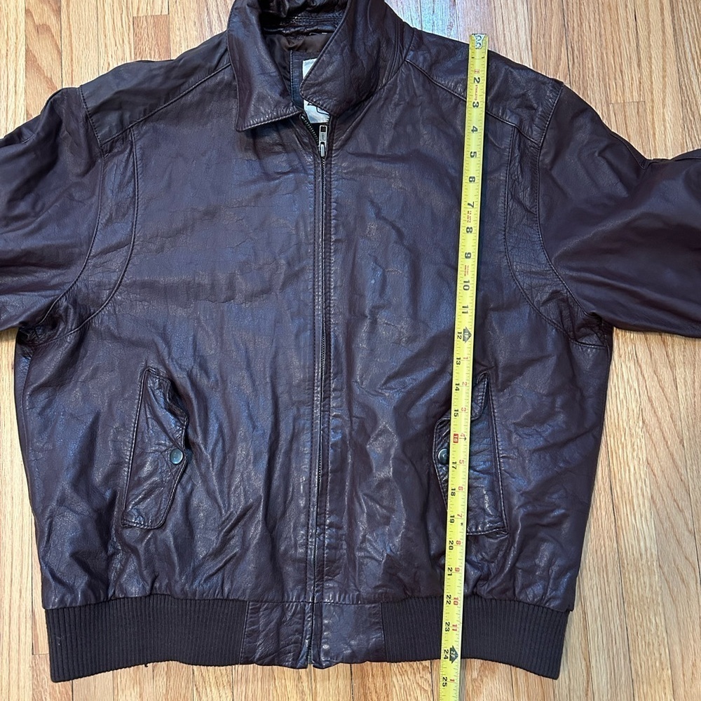 Saddlery Vintage Leather Classic Brown Bomber Jacket - Picture 11 of 12